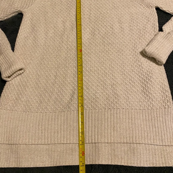 Cream colored gold threaded cold shoulder sweater. Large. - Picture 5 of 10